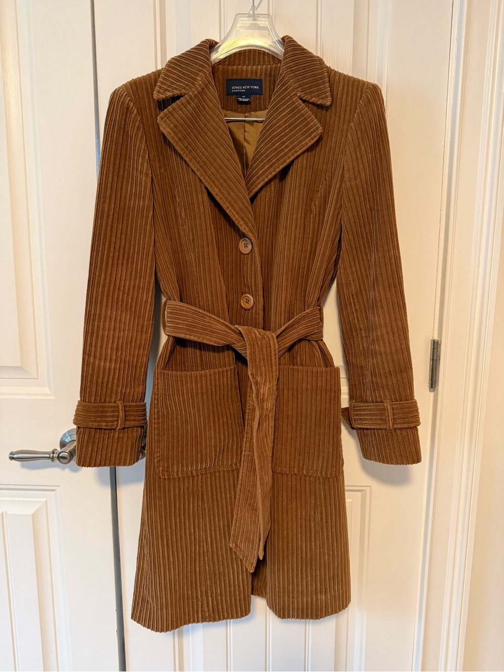 Jones New York Brown Corduroy Belted Trench Coat